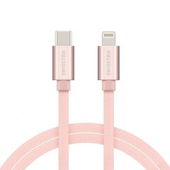 Swissten Textile USB-C To Lightning (MD818ZM/A) Data and Charging Cable Fast Charge / 3A / 1.2m Pink kaina ir informacija | Swissten Buitinė technika ir elektronika | pigu.lt