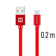 Swissten Textile Универсальный Quick Charge 3.1 USB-C USB Кабель данных 20 cм Красный цена и информация | Кабели для телефонов | pigu.lt