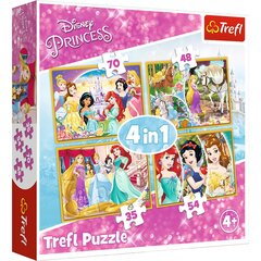 Dėlionių rinkinys Trefl 4 in 1 Disney Princess, 70+54+48+35 kaina ir informacija | Dėlionės (puzzle) | pigu.lt