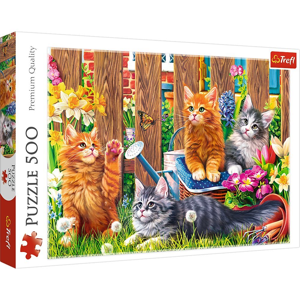Dėlionė Trefl Kittens In The Garden, 500 d. kaina ir informacija | Dėlionės (puzzle) | pigu.lt