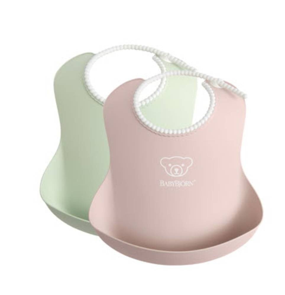 Minkšti seilinukai Babybjörn, 2vnt., powder green/powder pink kaina ir informacija | Seilinukai | pigu.lt