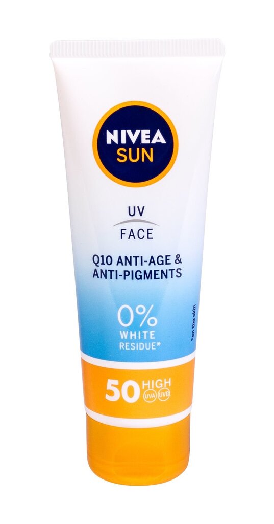 Stabdantis odos senėjimą kremas nuo saulės Nivea Q10 Anti-Age & Anti-Pigments SPF50 50 ml kaina ir informacija | Kremai nuo saulės | pigu.lt