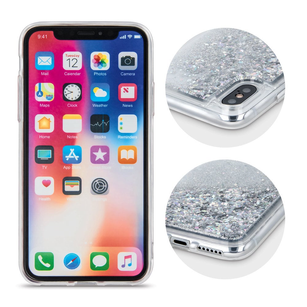 Liquid Sparkle TPU case, skirtas Huawei P30 Lite silver kaina ir informacija | Telefono dėklai | pigu.lt