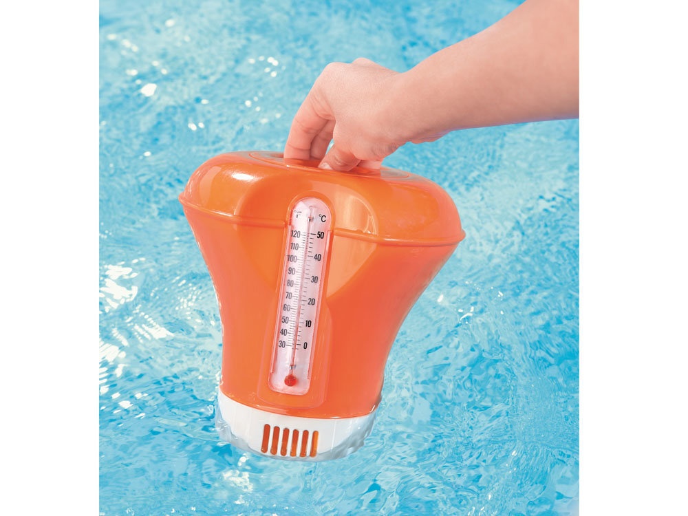 Plaukiojantis chemikalų dozatorius su termometru Bestway Flowclear, įvairių spalvų kaina ir informacija | Baseinų priedai | pigu.lt