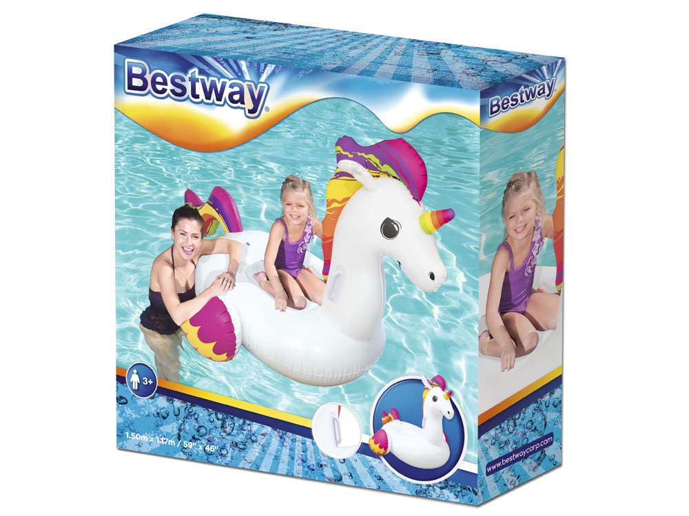 Pripučiamas plaustas Bestway Unicorn, 150x117x95 cm kaina ir informacija | Pripučiamos ir paplūdimio prekės | pigu.lt