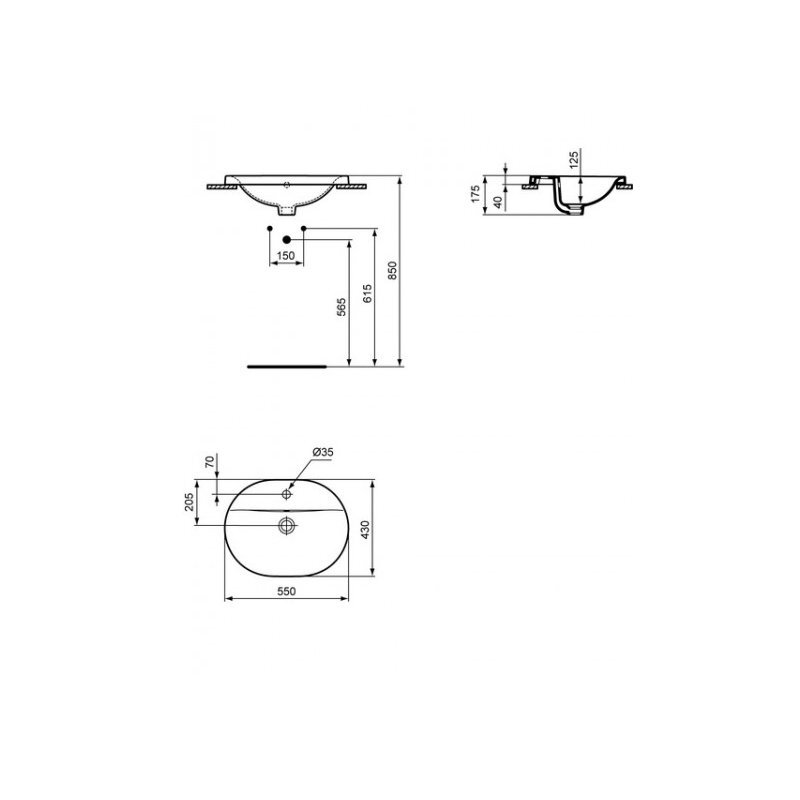 Įleižiamas praustuvas Ideal Standard Connect Oval 55x43 cm, balta. E503901 цена и информация | Praustuvai | pigu.lt