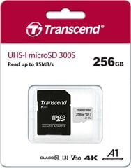 Карта памяти MICRO SDXC 256GB W/ADAP/C10 TS256GUSD300S-A TRANSCEND цена и информация | Карты памяти для телефонов | pigu.lt