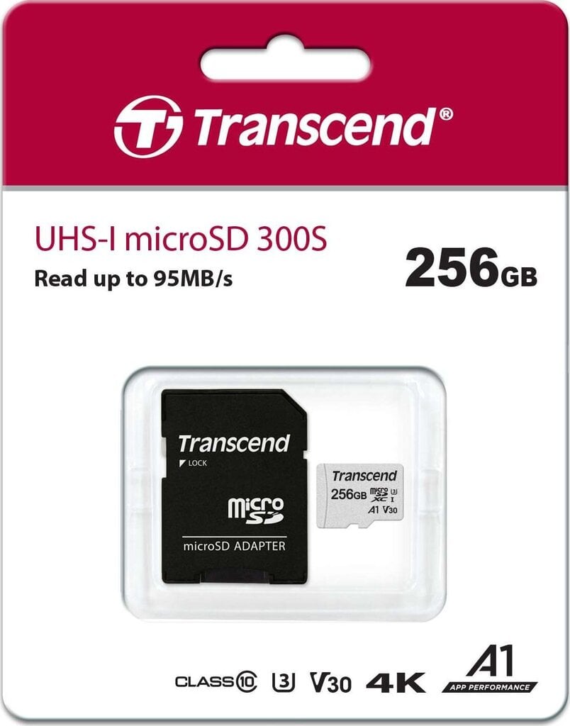 Transcend TS256GUSD300S-A, 256 GB kaina ir informacija | Atminties kortelės telefonams | pigu.lt