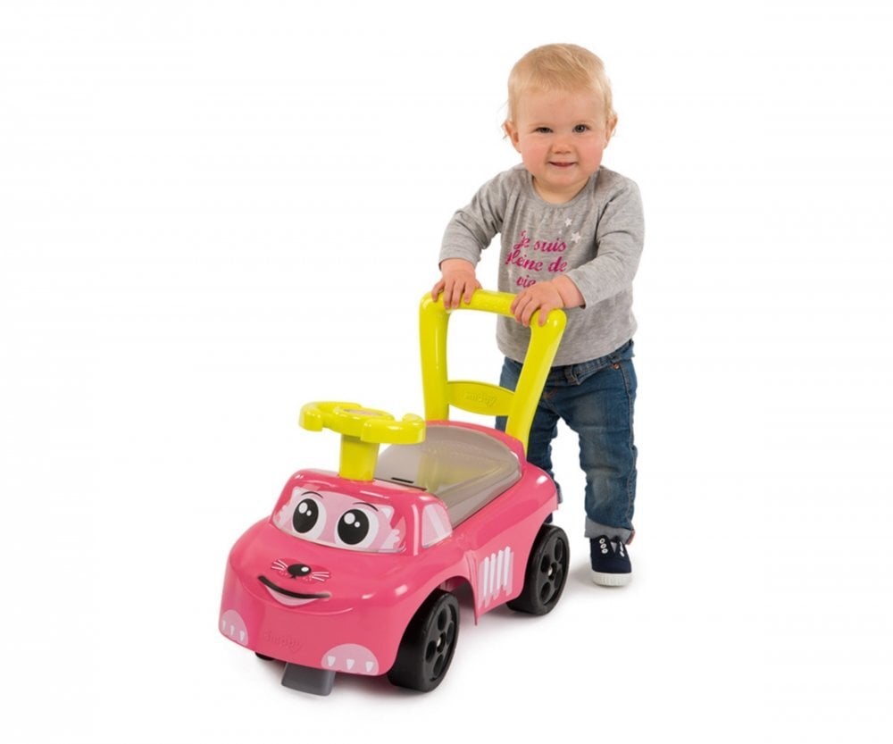 Paspiriama mašinėlė - stumdukas vaikams Smoby Auto Pink Ride-on, 10+ mėn. цена и информация | Žaislai kūdikiams | pigu.lt