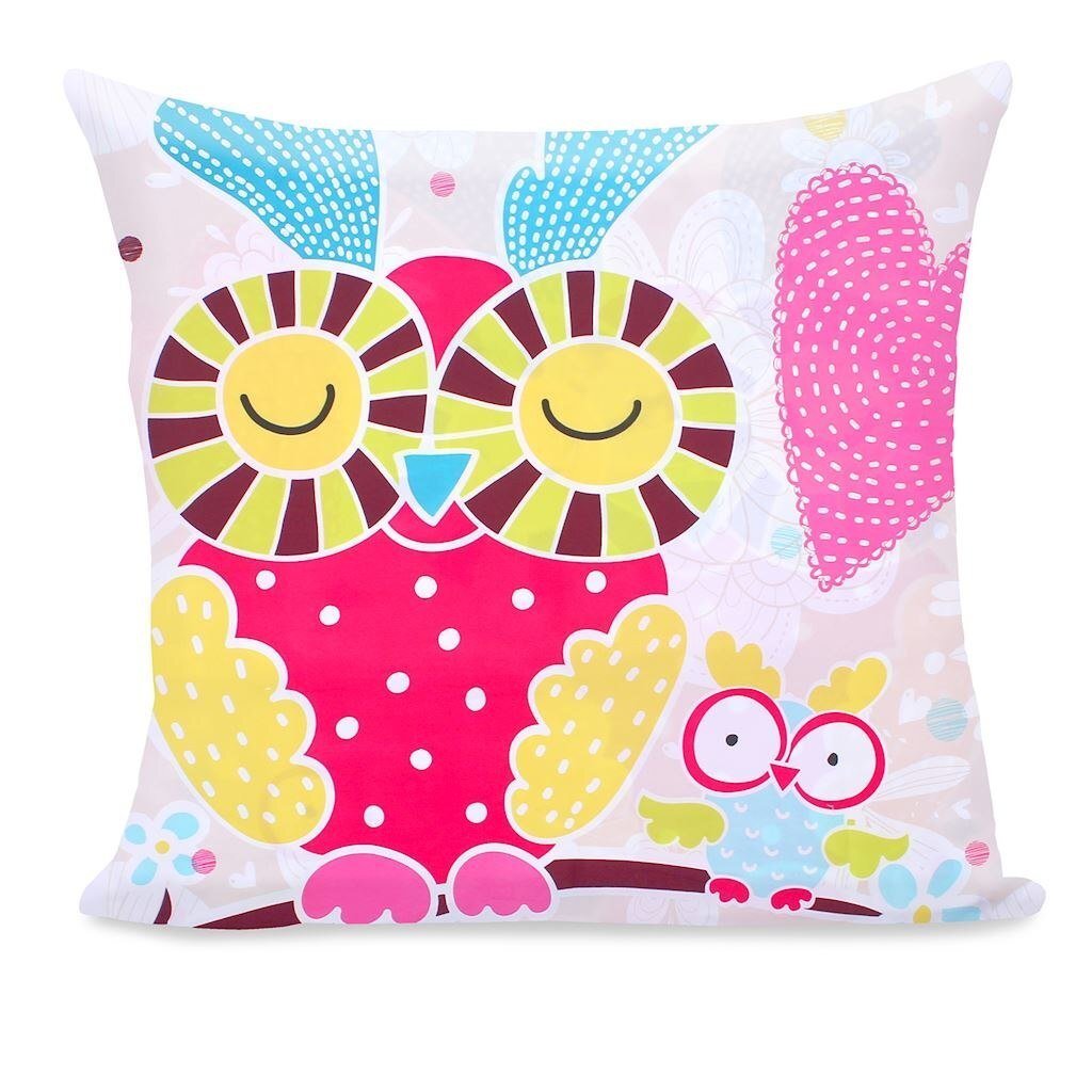 Vaikiškas dekoratyvinės pagalvėlės užvalkalas Pelėda, 80x80 cm цена и информация | Dekoratyvinės pagalvėlės ir užvalkalai | pigu.lt