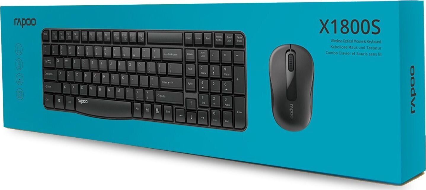 Rapoo X1800S pelė ir klaviatūra, juoda kaina ir informacija | Pelės | pigu.lt