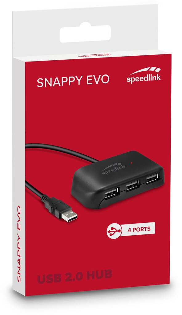 Speedlink USB hub Snappy Evo USB 2.0 4-port (SL-140004) kaina ir informacija | Kabeliai ir laidai | pigu.lt