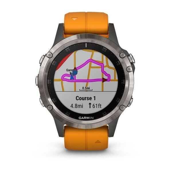 Išmanusis laikrodis Garmin Fenix 5 Plus Sapphire, Orange 010-01988-05 kaina  | pigu.lt