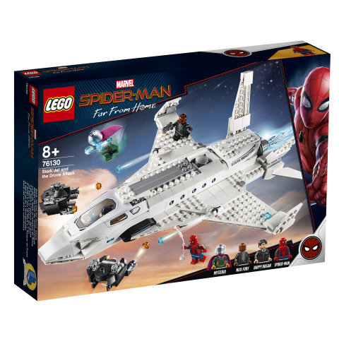 76130 LEGO® Super Heroes Starko reaktyvinis lėktuvas ir dronų puolimas цена и информация | Konstruktoriai ir kaladėlės | pigu.lt