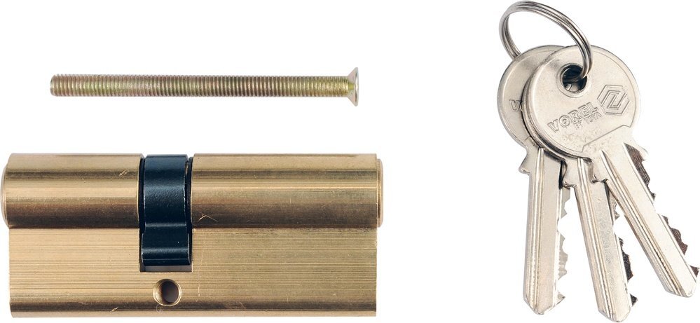 Spynos šerdelė 87mm, L36/51mm, su 3 raktais, žalvarinė Vorel 77205 kaina ir informacija | Spynos | pigu.lt