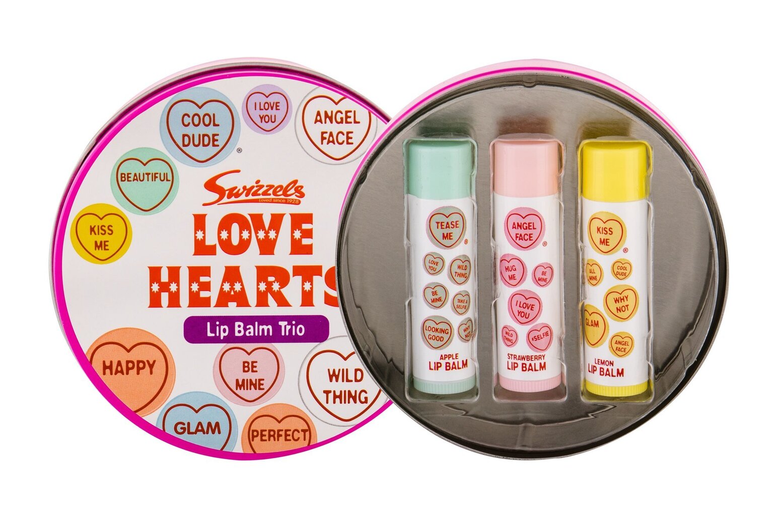 Lūpų balzamų rinkinys Swizzels Love Heart Trio vaikams 4 g kaina ir informacija | Lūpų dažai, blizgiai, balzamai, vazelinai | pigu.lt