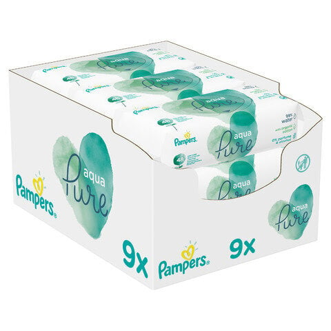 Servetėlės PAMPERS Aqua Pure 9 x 48 vnt. цена и информация | Drėgnos servetėlės, paklotai | pigu.lt