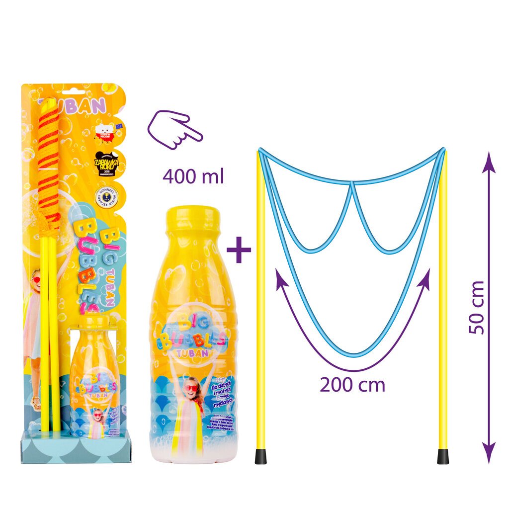 Burbulų putimo rinkinys Tuban (50 cm) + 400 ml burbulų skystis, TU3647 kaina ir informacija | Vandens, smėlio ir paplūdimio žaislai | pigu.lt