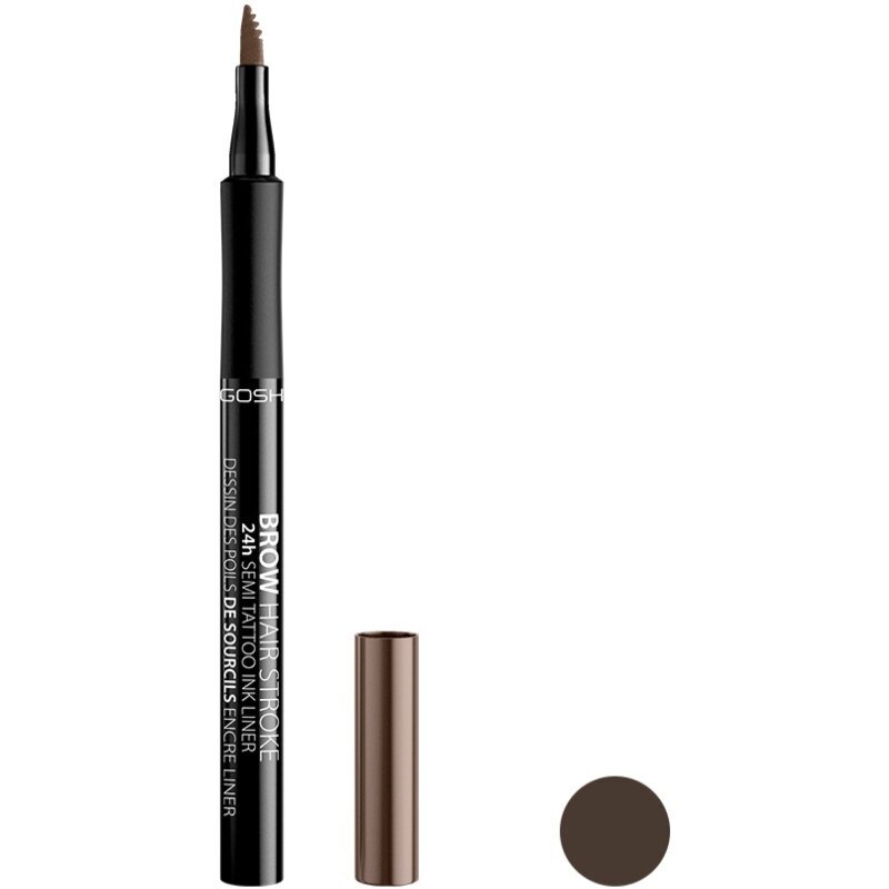 Antakių kontūro pieštukas Gosh Brow Hair Stroke 24H Semi-Tattoo, 1 ml, 002 Grey Brown цена и информация | Antakių dažai, pieštukai | pigu.lt