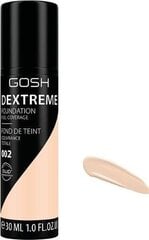 Тональный крем Gosh Dextreme Full Coverage Foundation 30 мл, 002 Ivory цена и информация | Пудры, базы под макияж | pigu.lt