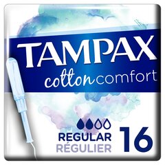 Tamponai TAMPAX Cotton Regular, 16 vnt. kaina ir informacija | Tamponai, higieniniai paketai, įklotai | pigu.lt