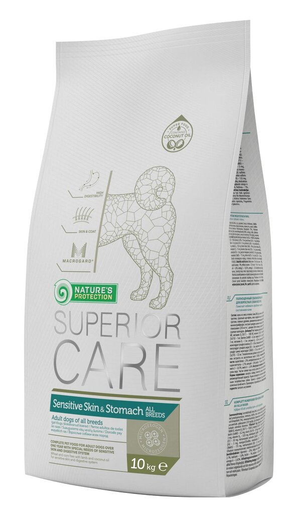 Nature's Protection Superior Care Sensitive Skin and Stomach visų veislių šunims su ėriena, 10 kg kaina ir informacija | Sausas maistas šunims | pigu.lt