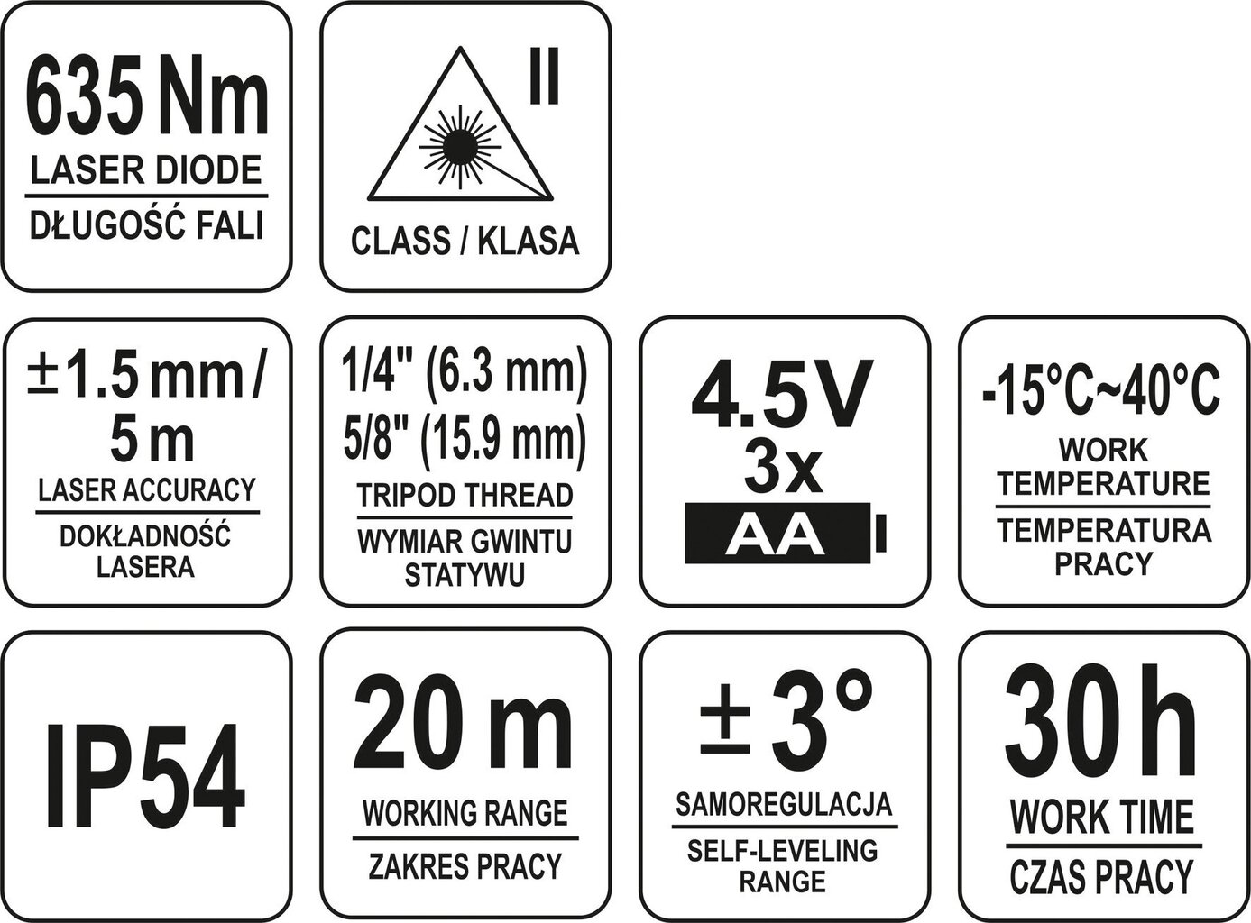 Kryžminis lazeris nivelyras IP54 20m Yato 30425 kaina ir informacija | Mechaniniai įrankiai | pigu.lt