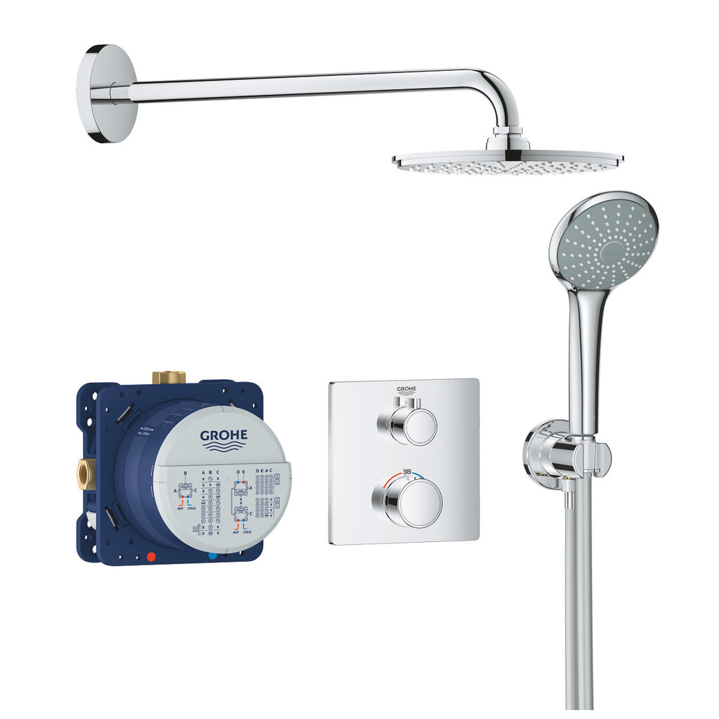 Grohe Grohtherm potinkinė dušo sistema Cosmopolitan 210 su termostatu, 34734000 цена и информация | Dušo komplektai ir panelės | pigu.lt