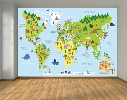 Фотообои - Игривая карта мира цена и информация | Детские фотообои | pigu.lt