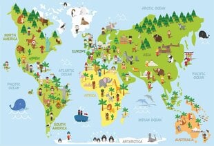 Fototapetai - Žaismingas pasaulio žemėlapis kaina ir informacija | Vaikiški fototapetai | pigu.lt