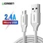 Ugreen US290 laidas micro USB, QC 3.0 2.4A, 1.5 m, baltas kaina ir informacija | Kabeliai ir laidai | pigu.lt