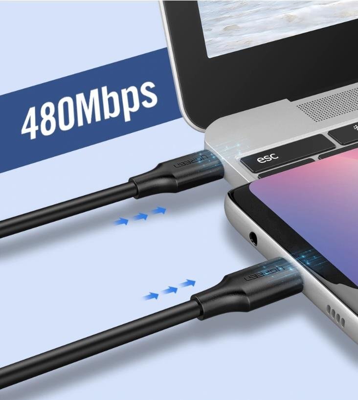 Ugreen USB-C PD kabelis, 1 m, juodas kaina ir informacija | Kabeliai ir laidai | pigu.lt