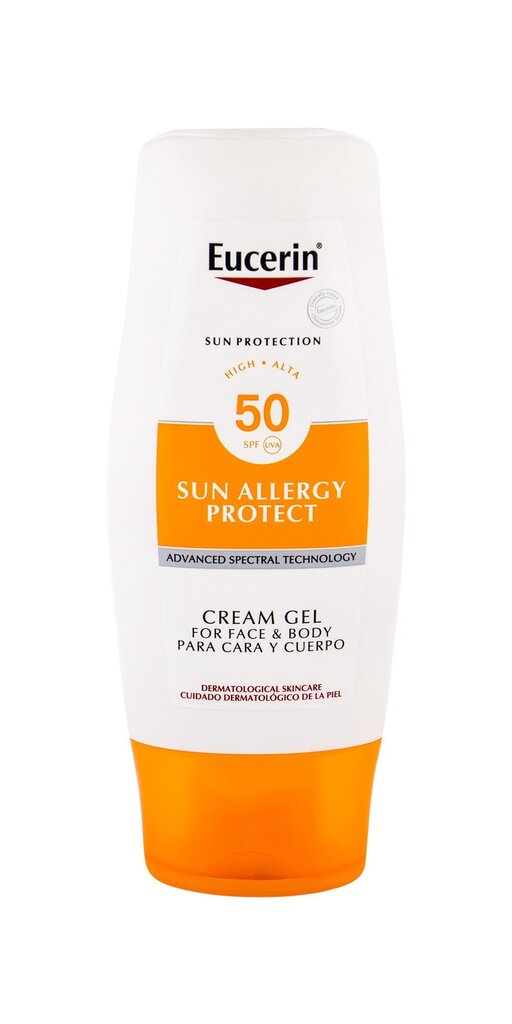 Apsauginis kūno kremas - gelis nuo saulės ir jos sukeliamos alergijos Eucerin SPF50 150 ml kaina ir informacija | Kremai nuo saulės | pigu.lt