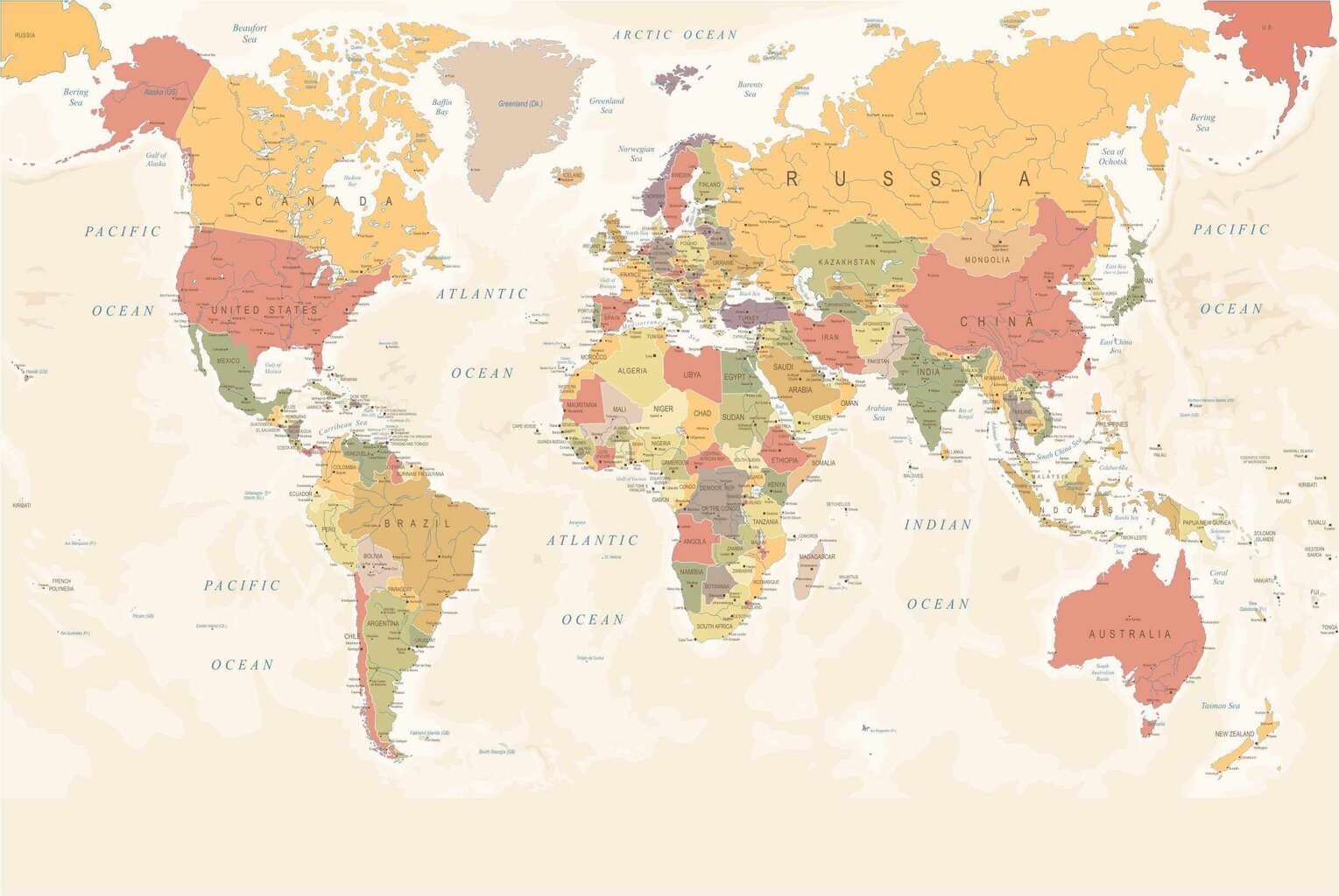 Fototapetai - Švelnus Pasaulio žemėlapis цена и информация | Vaikiški fototapetai | pigu.lt