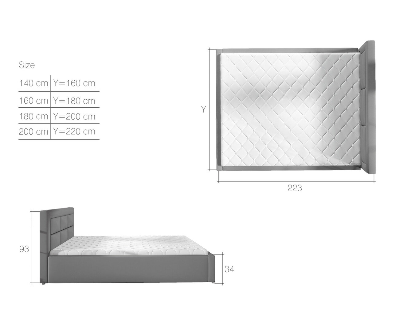 Lova NORE Rosano MTP, 160x200 cm, juoda kaina ir informacija | Lovos | pigu.lt