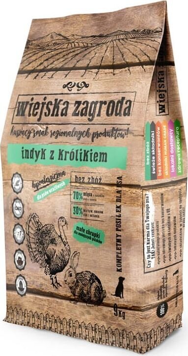 Wiejska Zagroda su kalakutiena ir triušiena, 9 kg kaina ir informacija | Sausas maistas šunims | pigu.lt