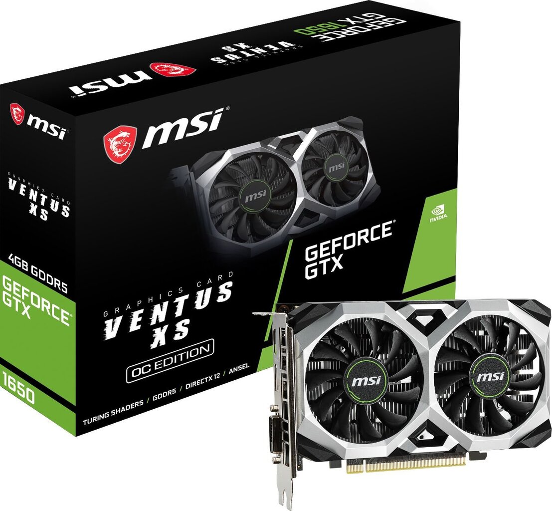 MSI GeForce GTX 1650 Ventus XS 4G OC kaina ir informacija | Vaizdo plokštės (GPU) | pigu.lt