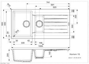 Granito plautuvė REGINOX Harlem 15, Grey Silvery kaina ir informacija | Virtuvinės plautuvės | pigu.lt