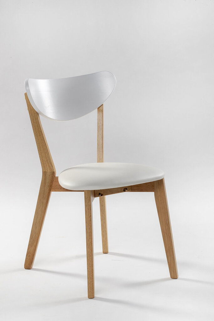 2-jų kėdžių komplektas Veneto, baltas/rudas kaina ir informacija | Virtuvės ir valgomojo kėdės | pigu.lt