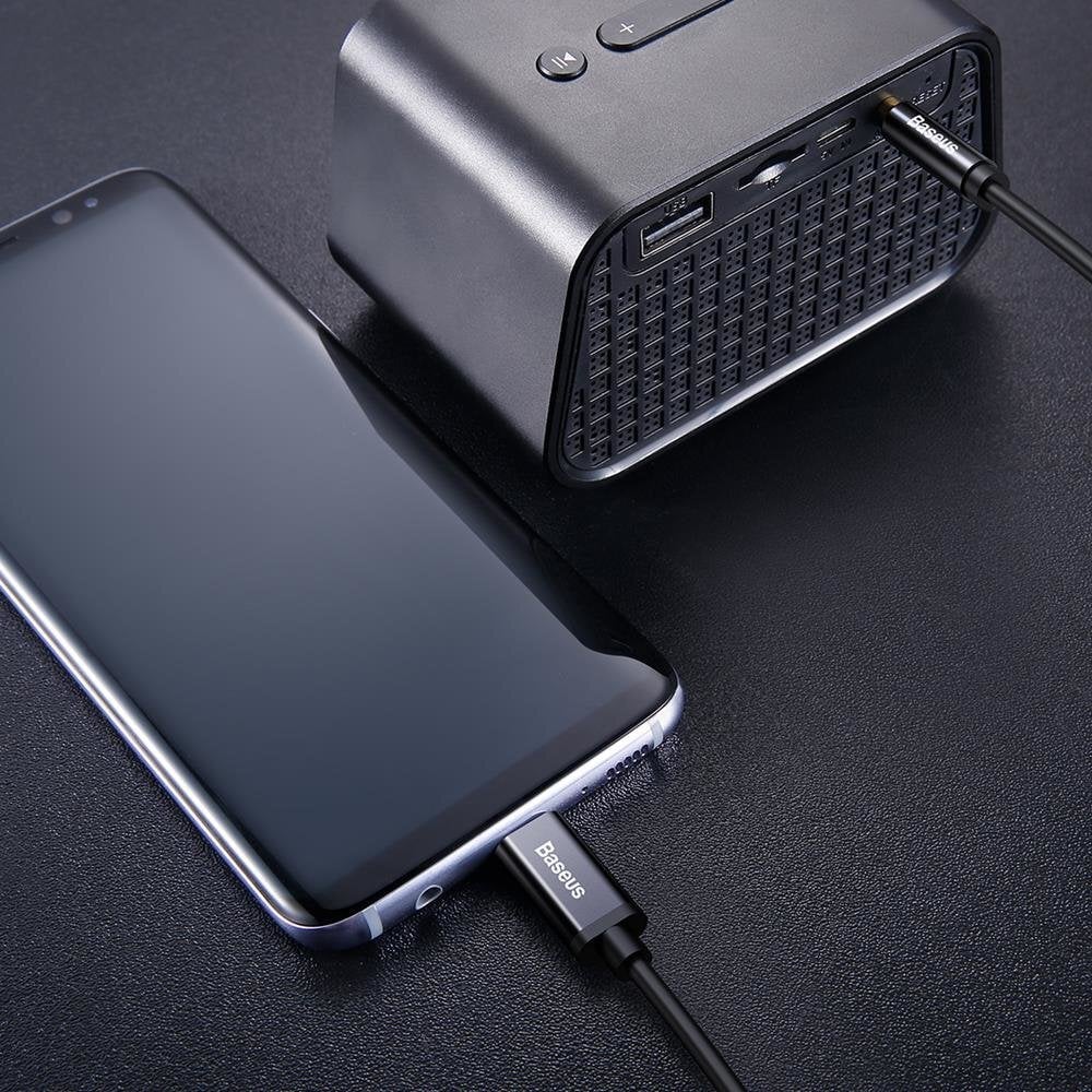 Baseus Yiven audio M01 USB type-C / mini-jack (3,5 mm) 1,2 m laidas, Juoda kaina ir informacija | Laidai telefonams | pigu.lt