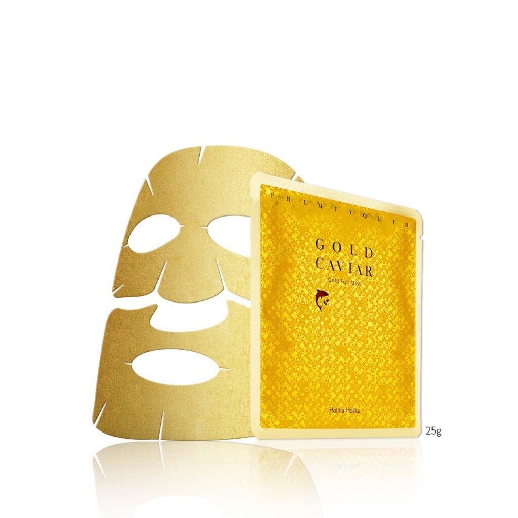 Lakštinė folijos veido kaukė Holika Holika Prime Youth Gold Caviar 25 g цена и информация | Veido kaukės, paakių kaukės | pigu.lt