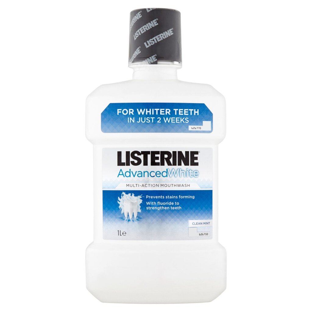 Burnos skalavimo skystis Listerine Advanced White 1000 ml цена и информация | Dantų šepetėliai, pastos | pigu.lt