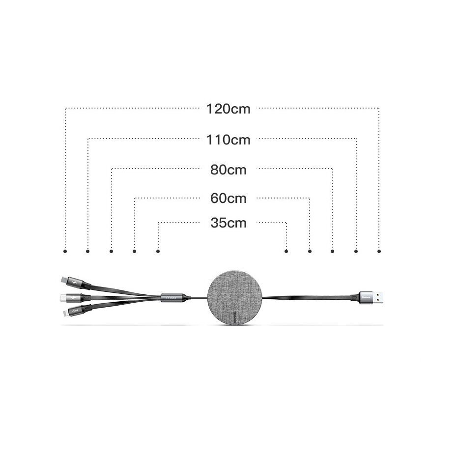 Baseus USB - micro USB / Lightning / USB-C Cable, 1,2 m, raudonas kaina ir informacija | Laidai telefonams | pigu.lt