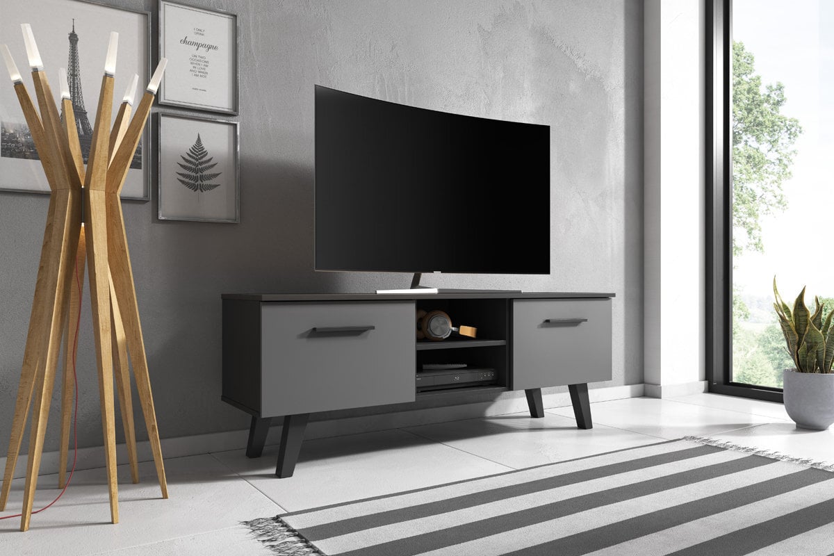 TV staliukas Pirphal, pilkas/juodas kaina ir informacija | TV staliukai | pigu.lt