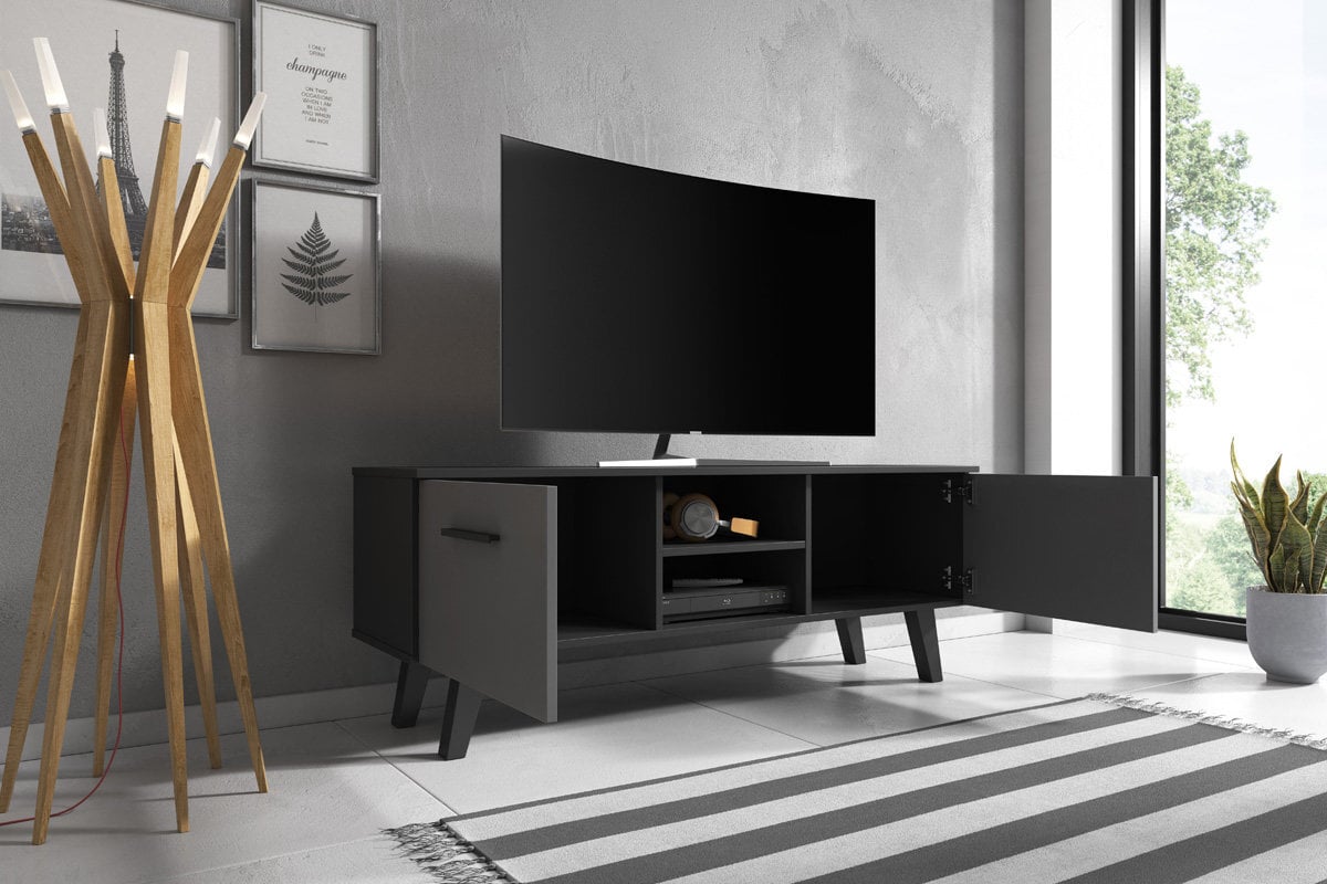 TV staliukas Pirphal, pilkas/juodas kaina ir informacija | TV staliukai | pigu.lt