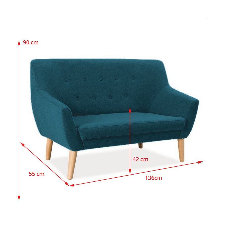 Sofa Signal Meble Nordic 2 Velvet, pilka цена и информация | Sofos | pigu.lt