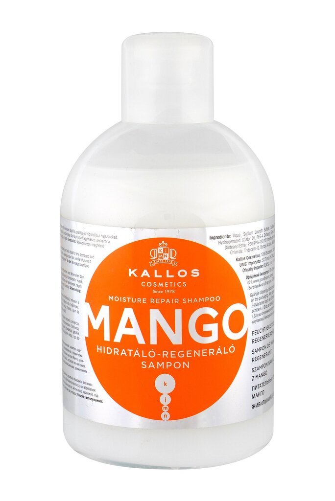 Atkuriamasis plaukų šampūnas su mango sviestu Kallos Mango Cosmetics, 1000 ml цена и информация | Šampūnai | pigu.lt