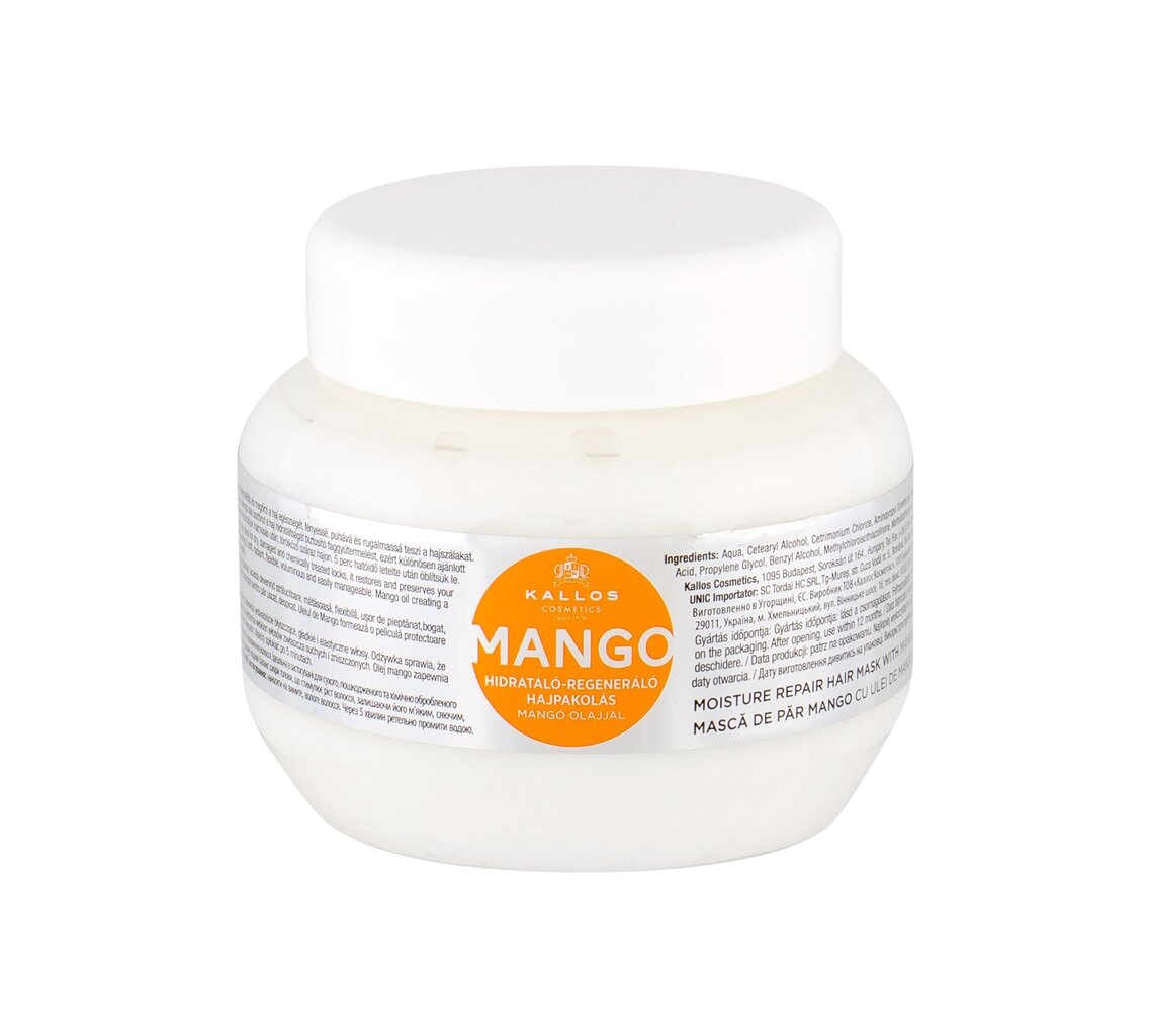 Plaukų su mangų aliejumi kaukė Kallos Cosmetics Mango 275 ml kaina ir informacija | Priemonės plaukų stiprinimui | pigu.lt