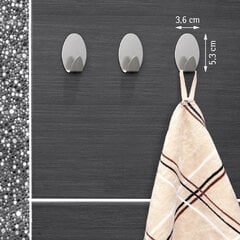 Самоклеящиеся настенные вешалки, Tatkraft 3шт, цвет серебро цена и информация | Аксессуары для ванной комнаты | pigu.lt