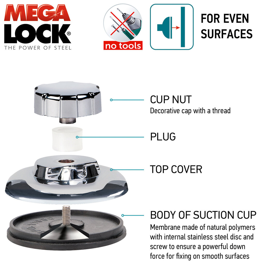 Tatkraft Mega Lock dvigubų stiklinių stovas dantų šepetėliams kaina ir informacija | Vonios kambario aksesuarai | pigu.lt